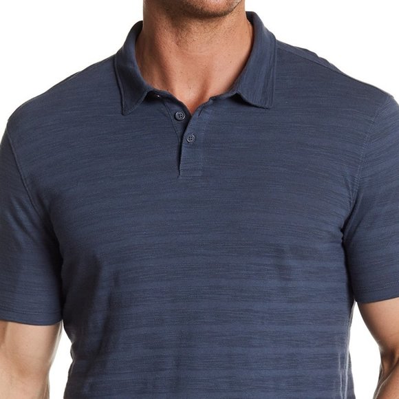 John Varvatos Variegated Stripe Polo Storm Blue - Picture 3 of 5